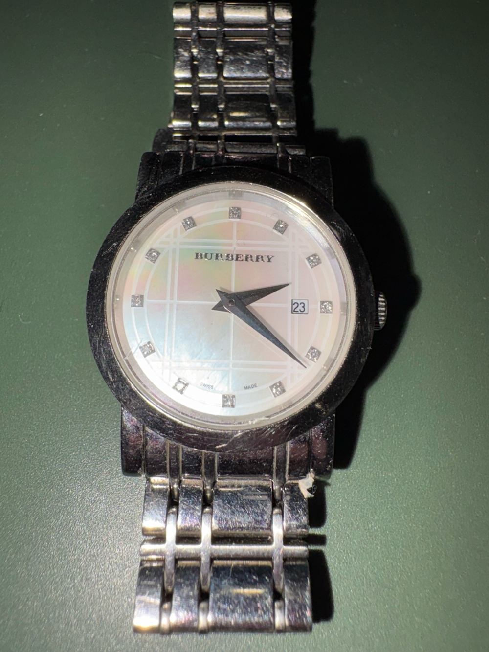 Burberry Bracelet Watch with Mother-of-Pearl and Diamonds